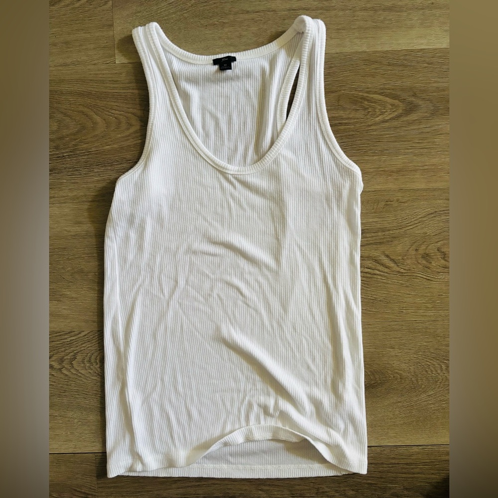 J. Crew White Ribbed Tank
